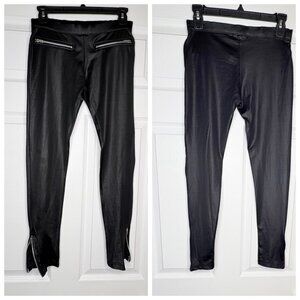 Xdye by Pull&Bear  Black Jersey Leggings Look Like Faux Leather Ankle Zipper